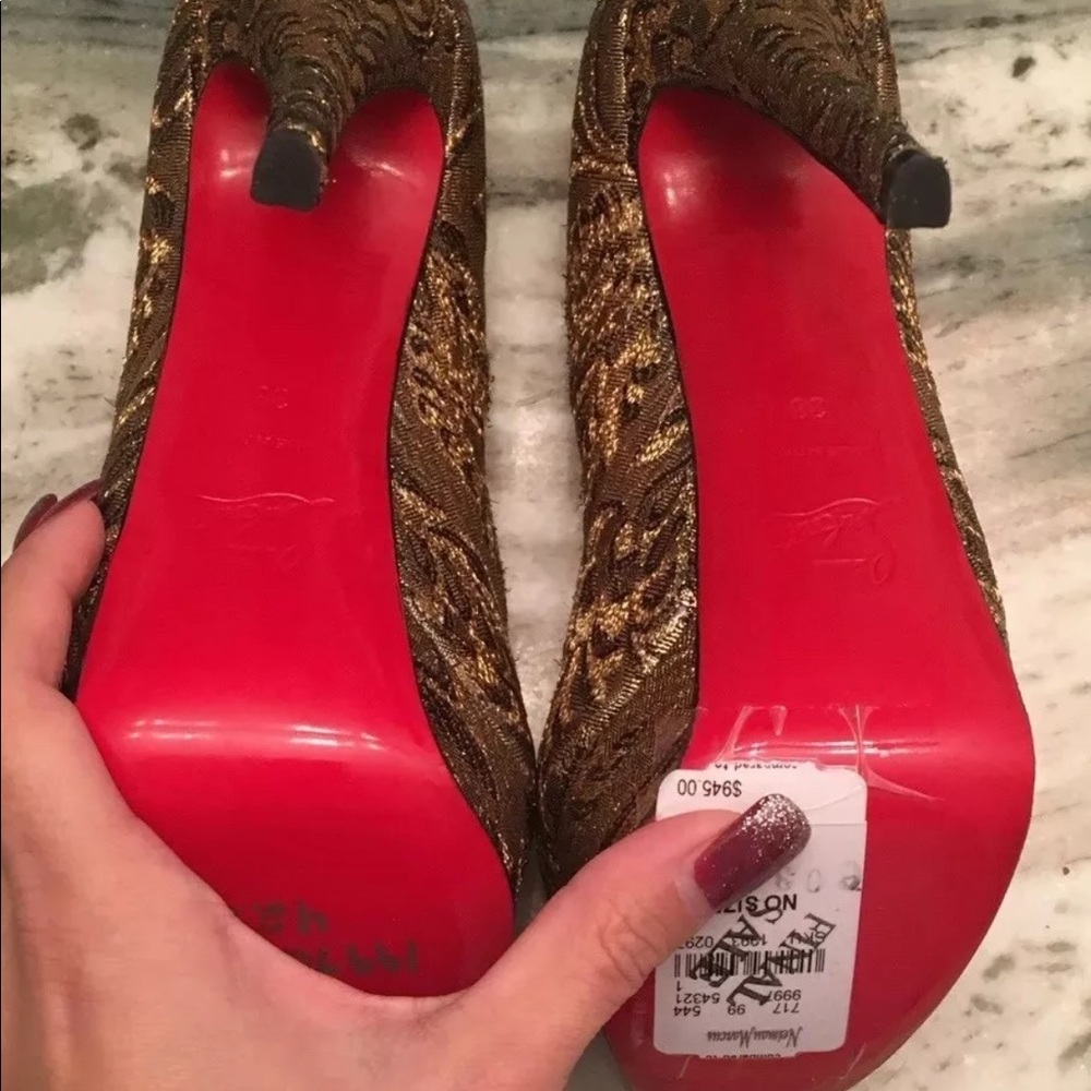 Christian Louboutin Lady Peep 150 Bronze Sz 38 NEW - Picture 6 of 8